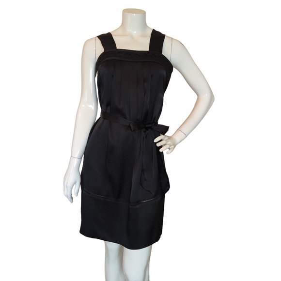 Banana Republic Black Silk Belted Pleated Sleeveless Mini Dress NWT - Picture 2 of 13